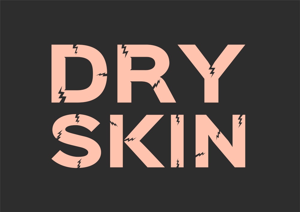 dry skin icon vector / text