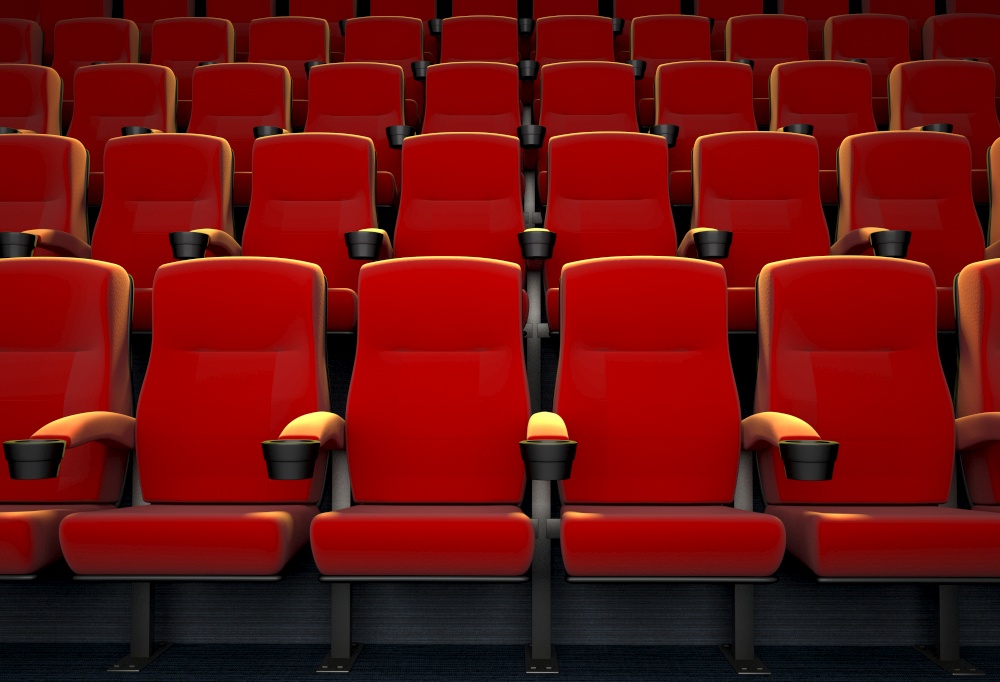 3D rendering of an empty movie theatre