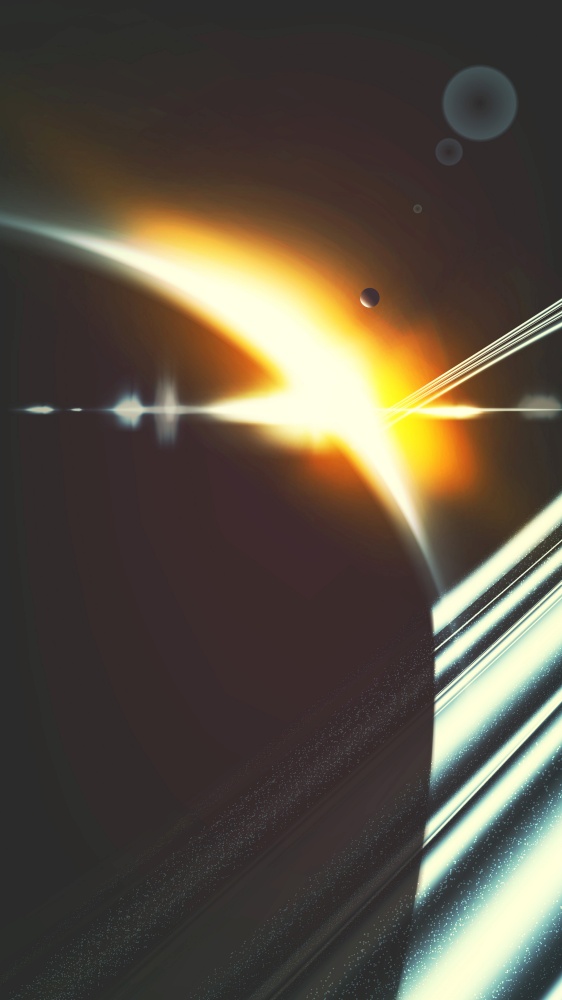 A vector illustration of saturn phone background with sunrise