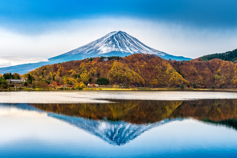 Fuji mountain and kawaguchiko lake in Japan.