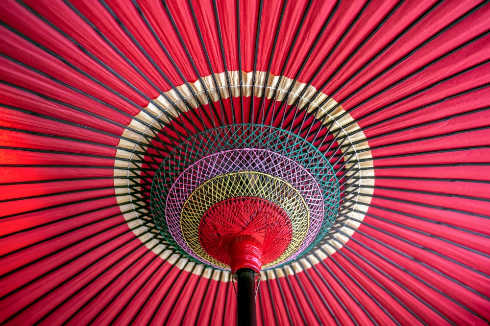 Japanese traditional red umbrella.