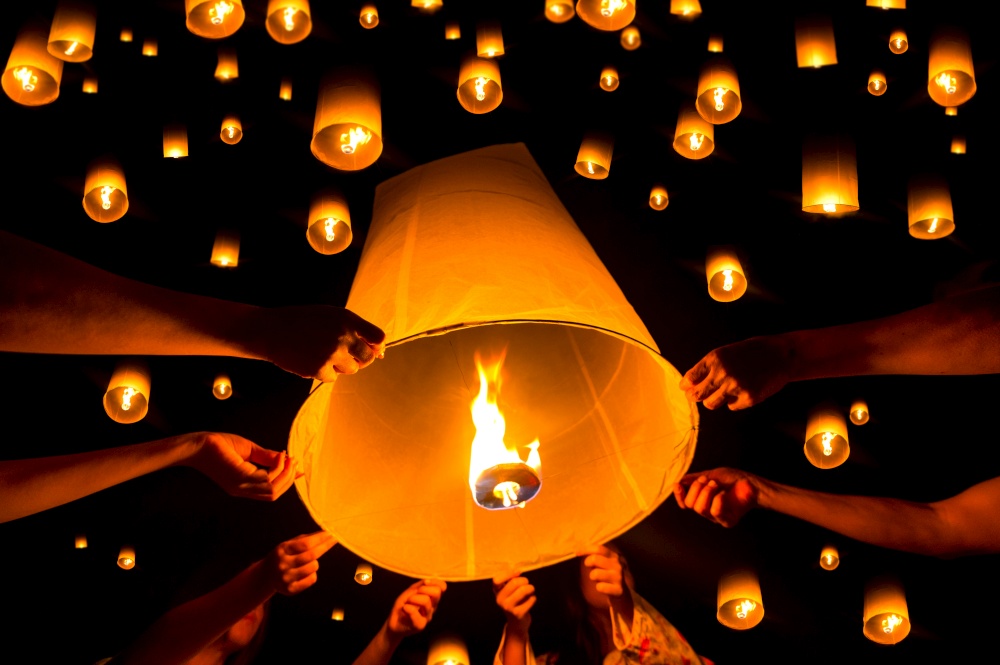 Floating lantern festival, Yi Peng in Chiang mai, Thailand