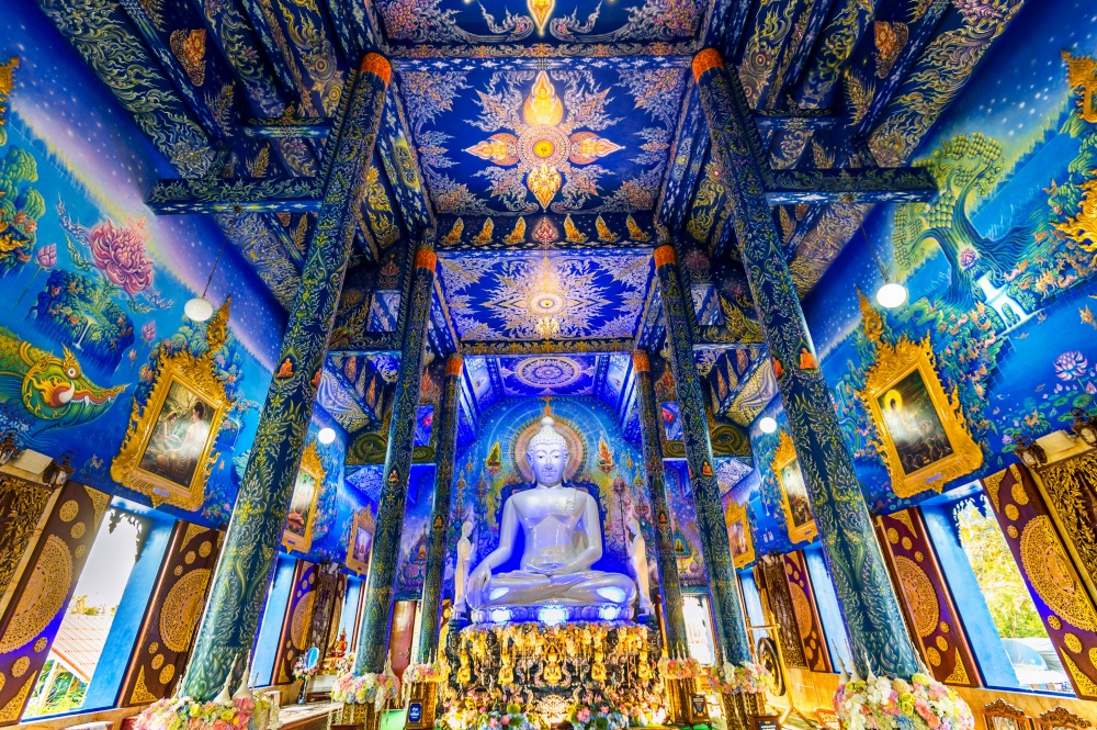 CHIANG RAI, THAILAND - February 24, 2018: Wat Rong Sua Ten or Blue temple in Chiang Rai Province, Thailand.
