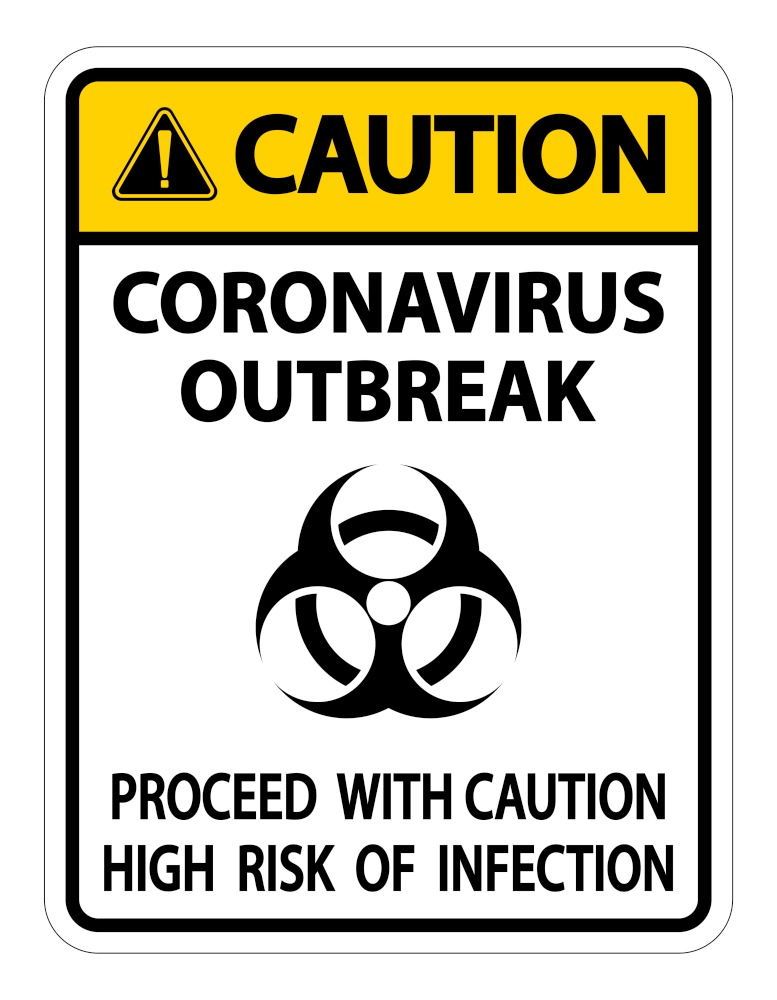 Caution Coronavirus Outbreak Sign Isolate On White Background,Vector Illustration