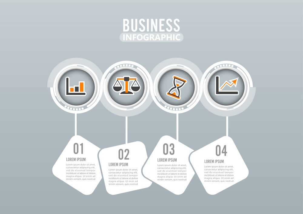 Four steps infographics design vector and marketing icons can be used for workflow layout, diagram, report, web design. Business concept with options, steps or processes.