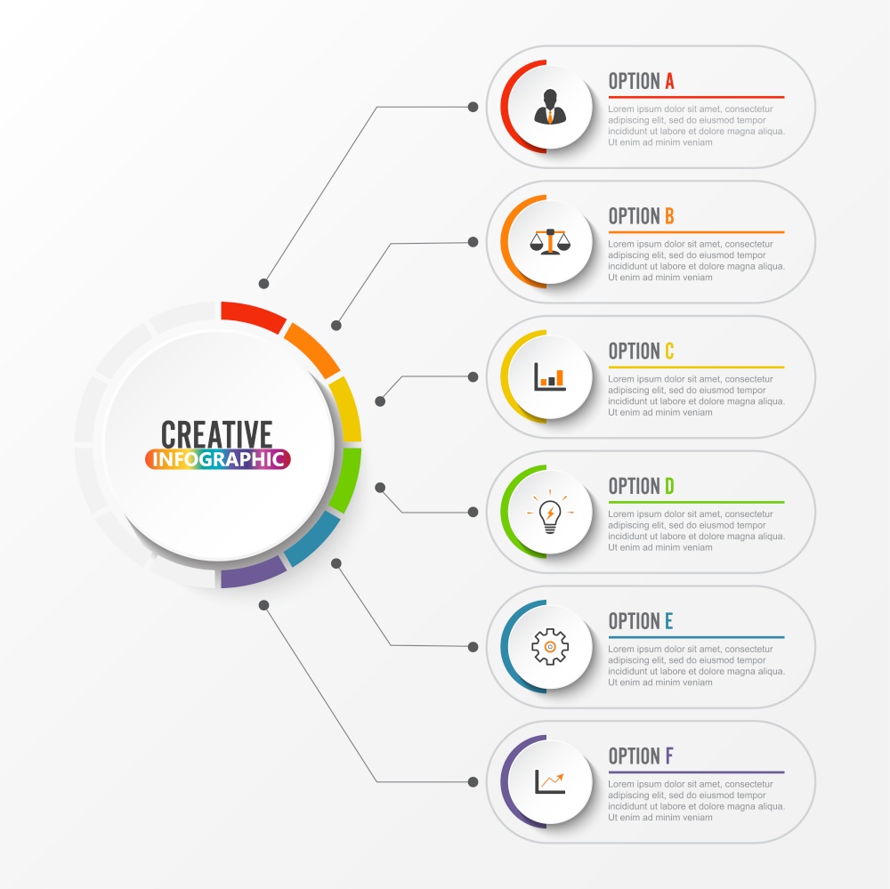 Abstract elements of graph Vector infographic template with label, integrated circles. Business concept with 5 options. For content, diagram, flowchart, steps, parts, timeline infographics, workflow layout, chart.