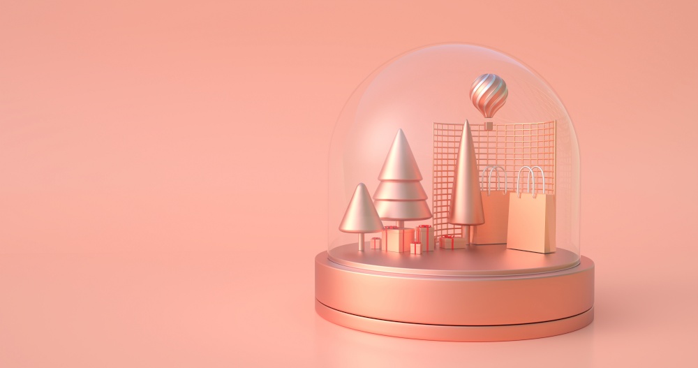 3d rendering of the snow globe.