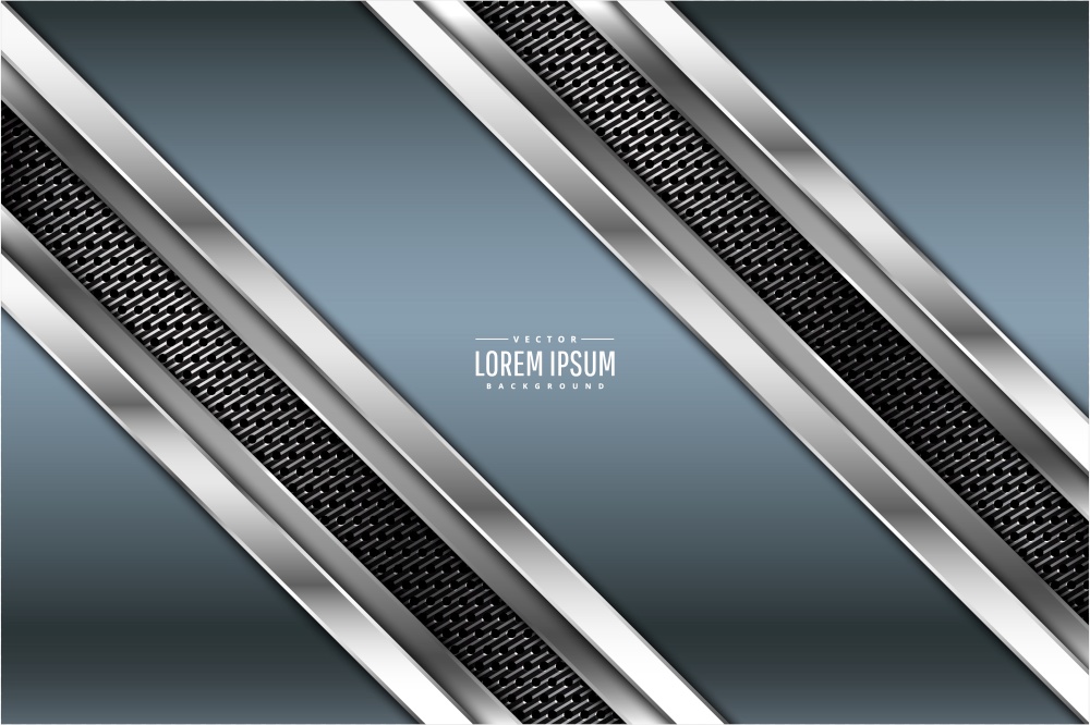 Metallic of blue technology background with silver and carbon fiber vector illustration.