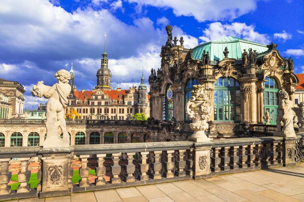 Famous Zwinger museum and Gallery in Dresden - one of the most magnificent Baroque buildings in Germany.. Zwinger museum and art Gallery in Germany