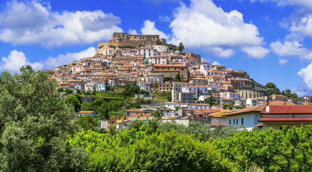 Scenic medieval villages (borgo) of Calabria. Rocca Imperiale in Cosenza province, Italy. Italian hilltop villages - Rocca Imperiale, Calabria