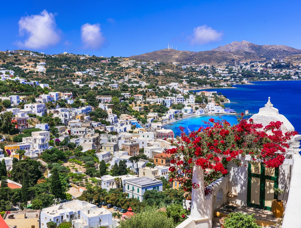 Greece travel and summer holidays. Picturesque sea view of Agia marina. Beautiful  Leros island in Dodecanese. . Leros island, Greece, Dodecanese