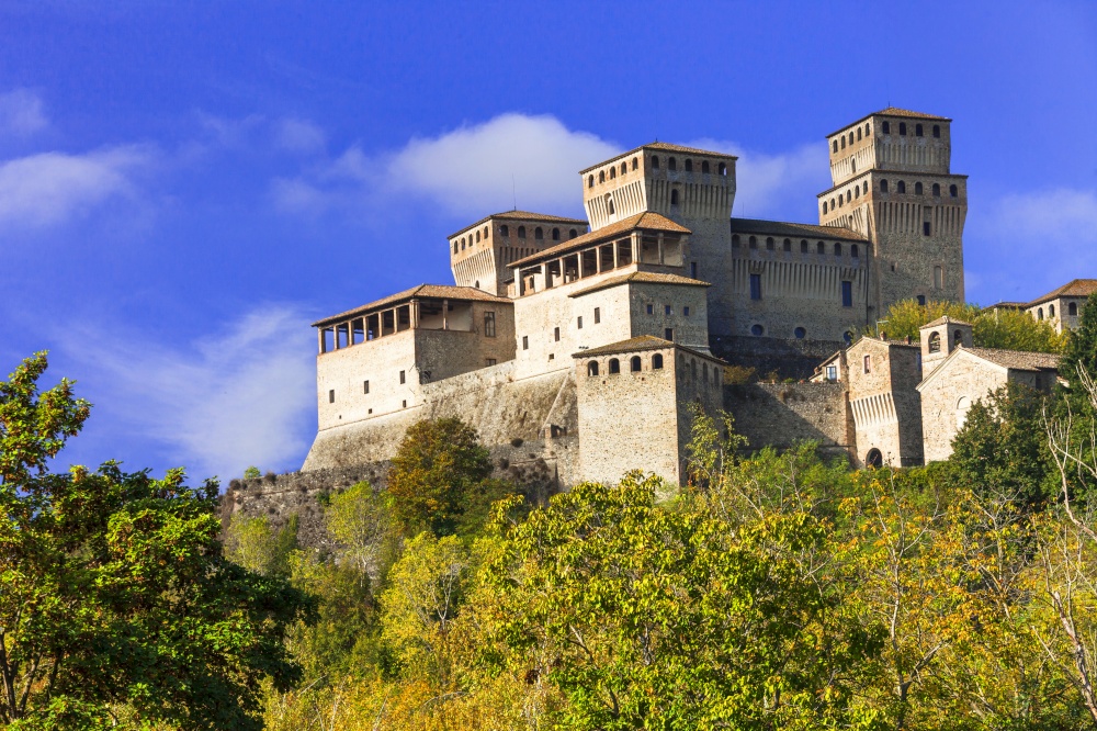 Beautiful medieval castles of Italy - Torrechiara in Emilia-Romana, province of Parma . Italian castles - impressive Castello di Torrechiara