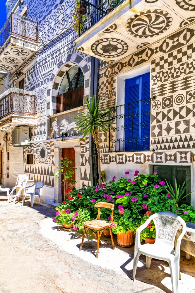 traditional villages of Greece - unique traditional  Pyrgi in Chios island known as the "painted village"