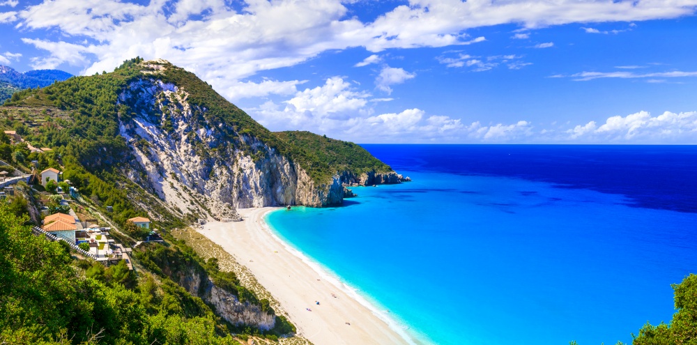 Best beaches of Lefkada - impressive Milos. Ionian islands of Greece. Best beaches of Lefkada island. Greece