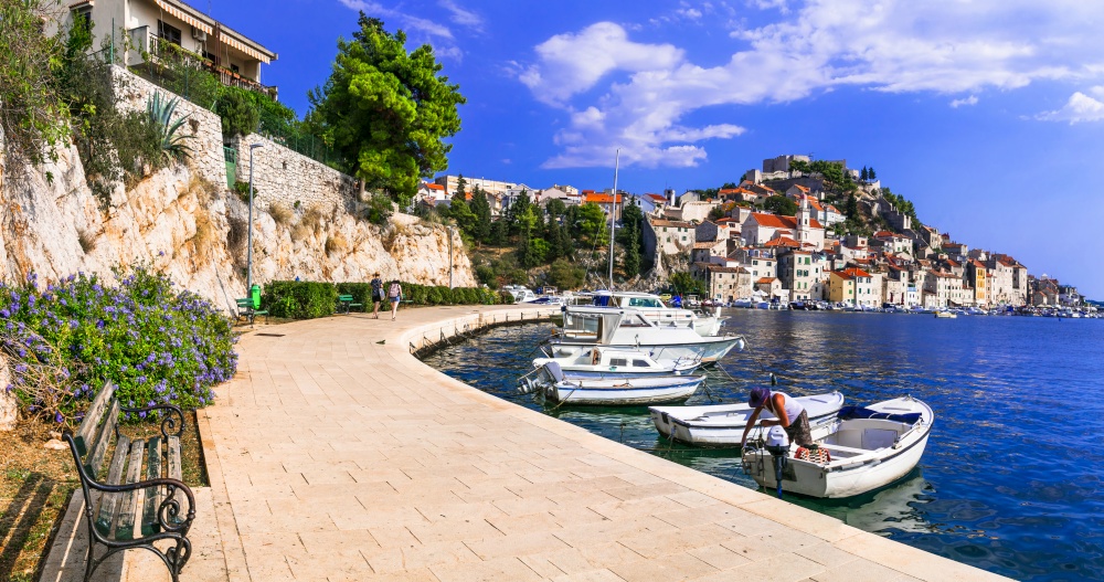Landmarks of Croatia - beautiful medieval town Sibenik.