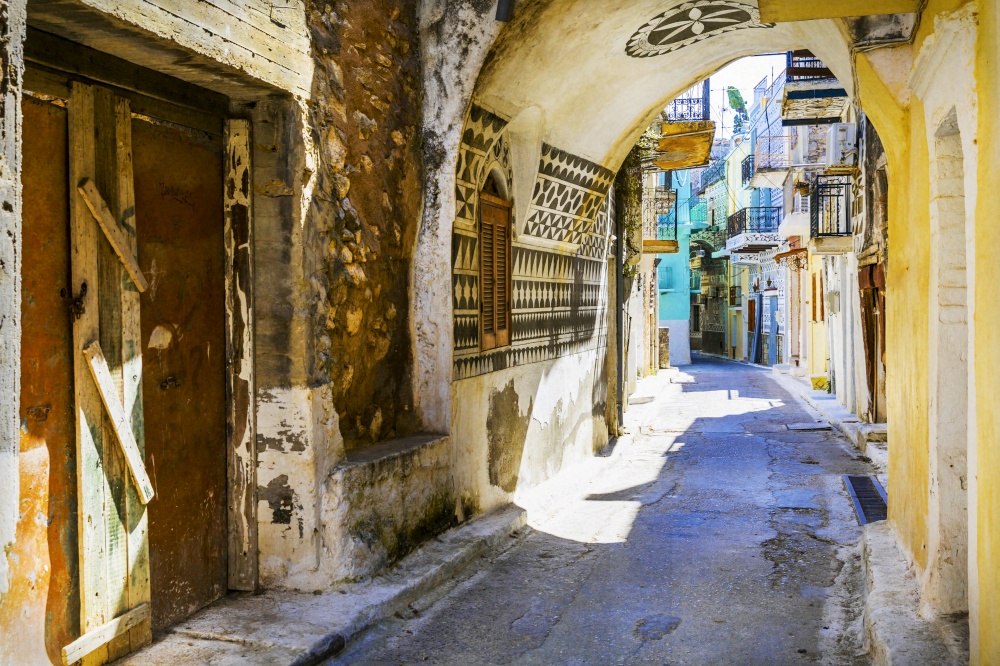 traditional villages of Greece - unique   Pyrgi in Chios island known as the "painted village"