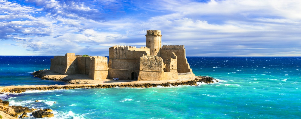 amazing medievla castle on the sea - Le Castella. Landmarks of Calabria , Italy