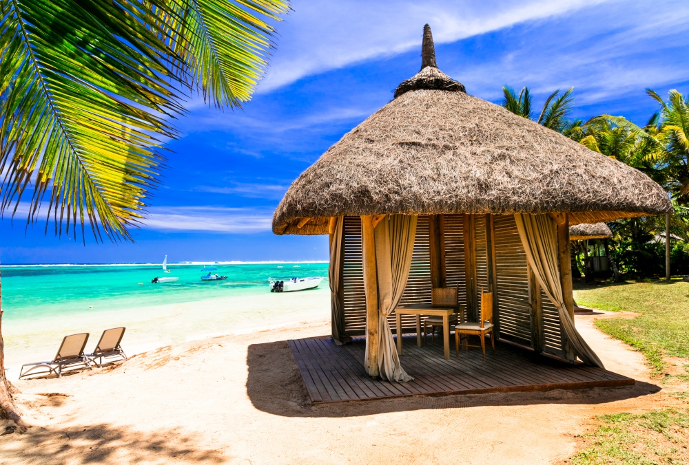 beach cabana. Tropical holidays in exotoc Mauritius island