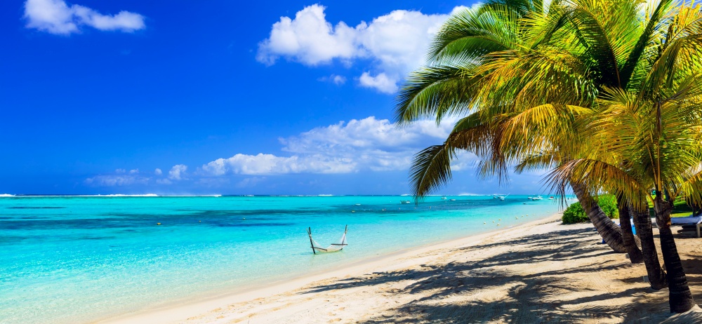 Perfect tropical beach scenery , mauritius island holidays