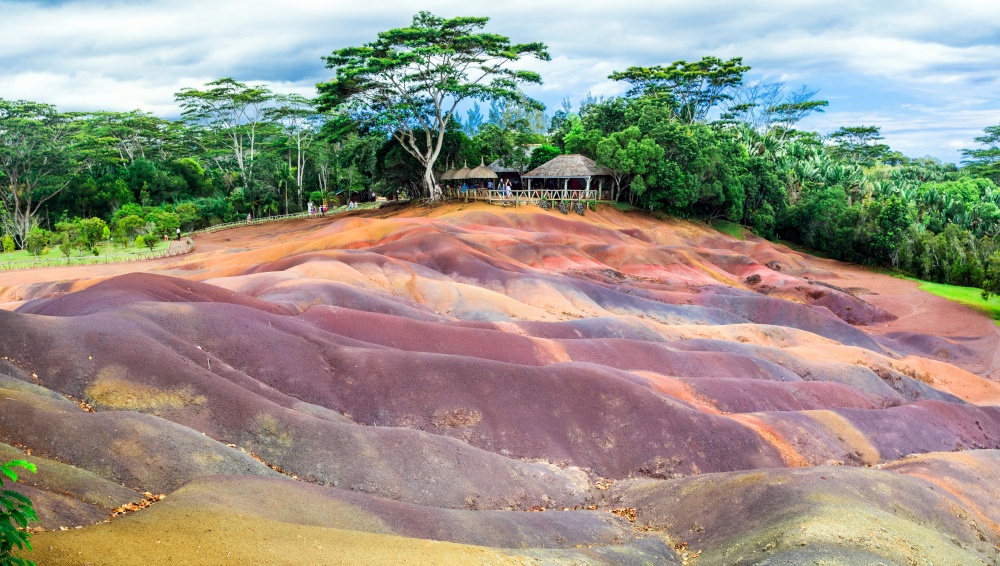 Chamarel national park. Seven colors - unique earth formation, Mauritius island