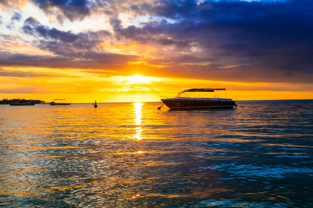 tropical sunset. Mauritius island