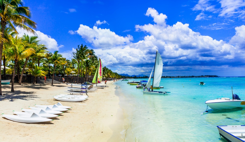 trou aux biches - one of the best beaches of Mauritius island. sport activities