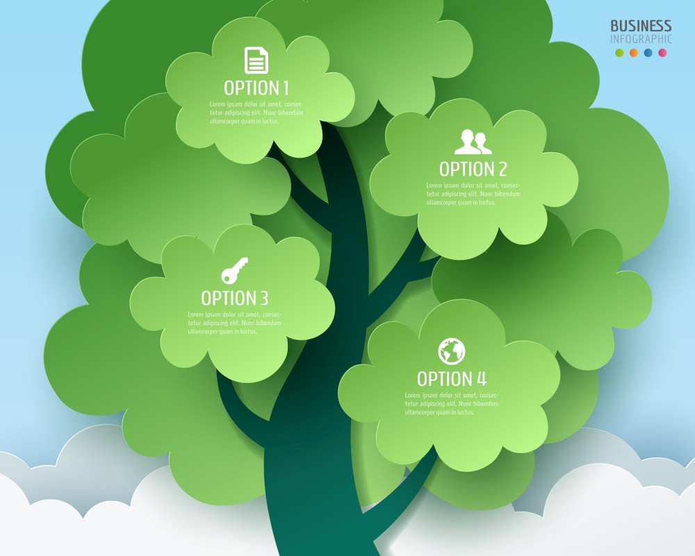 Paper art of tree infographics, environment and ecology concept, vector art and illustration.