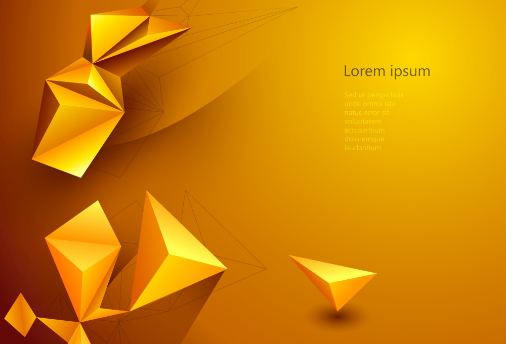 Abstract 3D Geometric, Polygon, Triangle pattern shape.Yellow, orange gradient color background. Vector illustration polygonal technology background for banner, template, wallpaper, web design