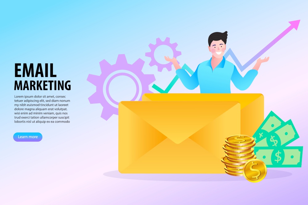 E-mail marketing concepts. Newsletter. mail notification. Social network. Businessman vector illustration.