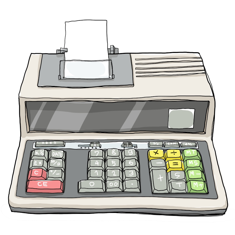 vintage digital calculator art illustration