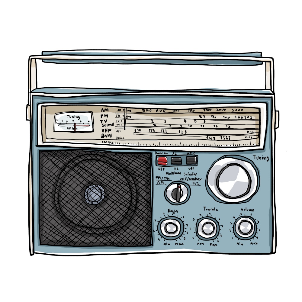 Vintage Radio  retro Boombox cute art illustration