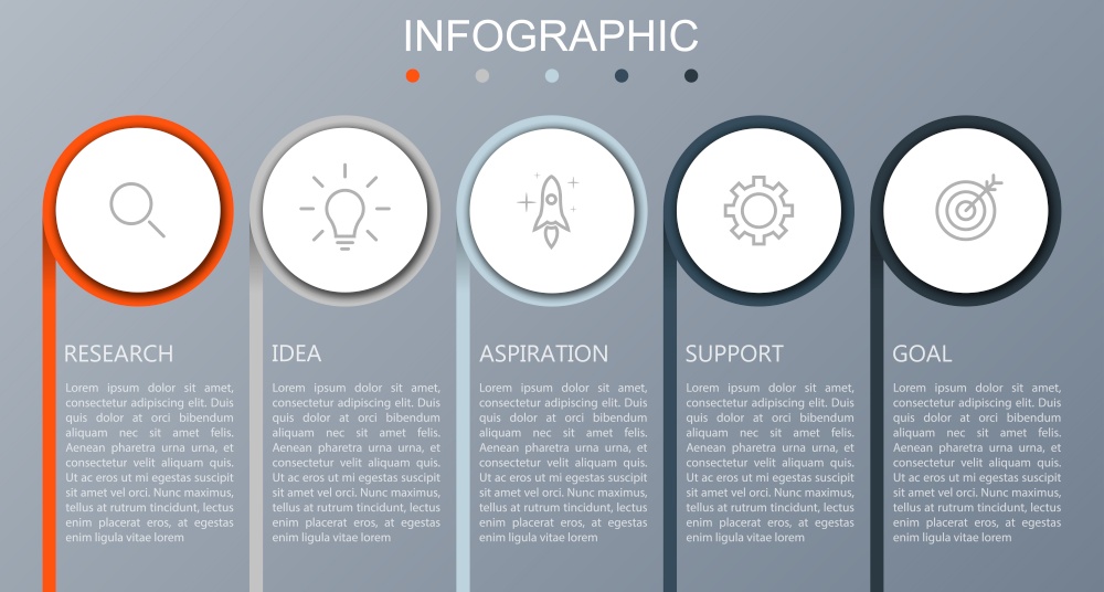 Business infographics presentation with 5 steps