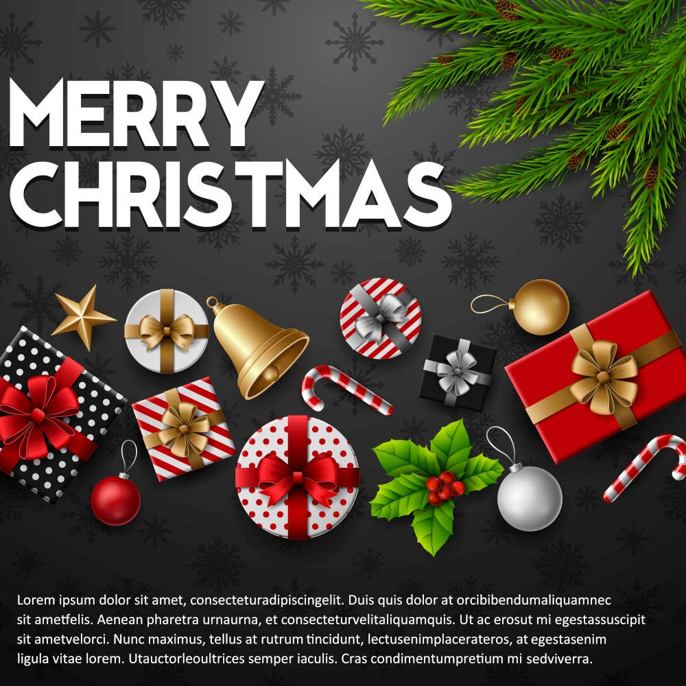 Vector illustration of Christmas background with elements on blue background