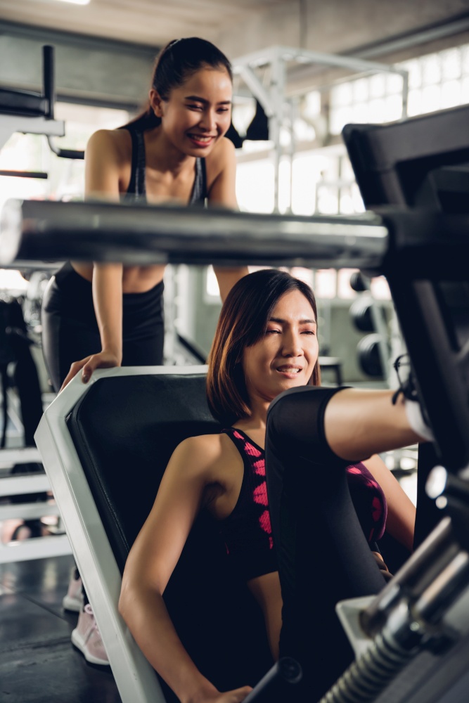 Smiling Females Exercising In Gym