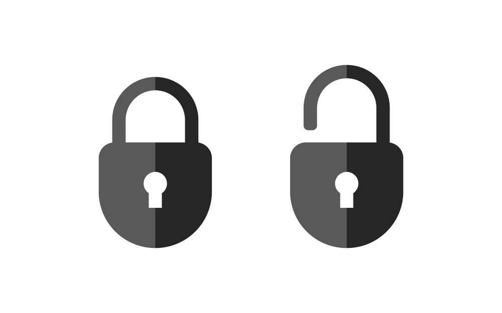 Concept Lock Unlock vector icon. Flat icons for web and animation