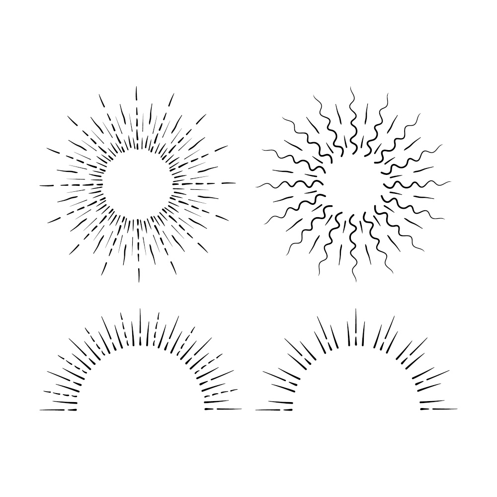 Concept sun burst shapes collection set of sun ray frames retro vector design elements