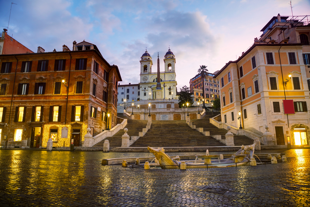 Spanish Steps at Spagna square in Rome in the morning