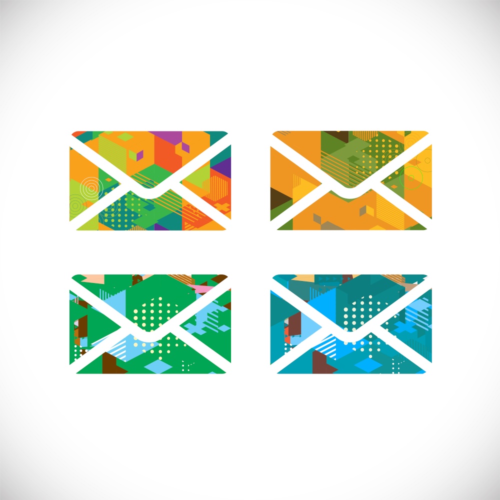 set of colorful envelopes symbol with colorful geometric graphic, vector illustration