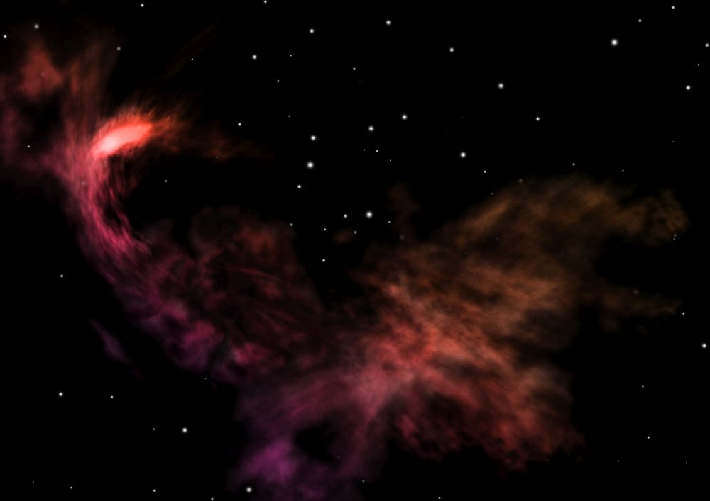 Far being shone nebula and star field against space. "Elements of this image furnished by NASA". 3D rendering.. Being shone nebula and star field. 3D rendering