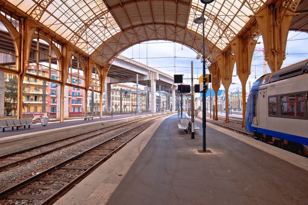 City of Nice central train station view, tourist destination of Franch riviera, Alpes Maritimes department of France