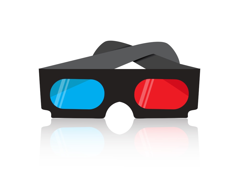 Modern 3D cinema glasses, flat design. Vector illustration isolated on white background. Modern 3D cinema glasses, flat design