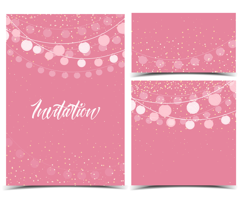 Vector illustration color backgrounds with paper lantern, greeting cards. Vector paper lantern