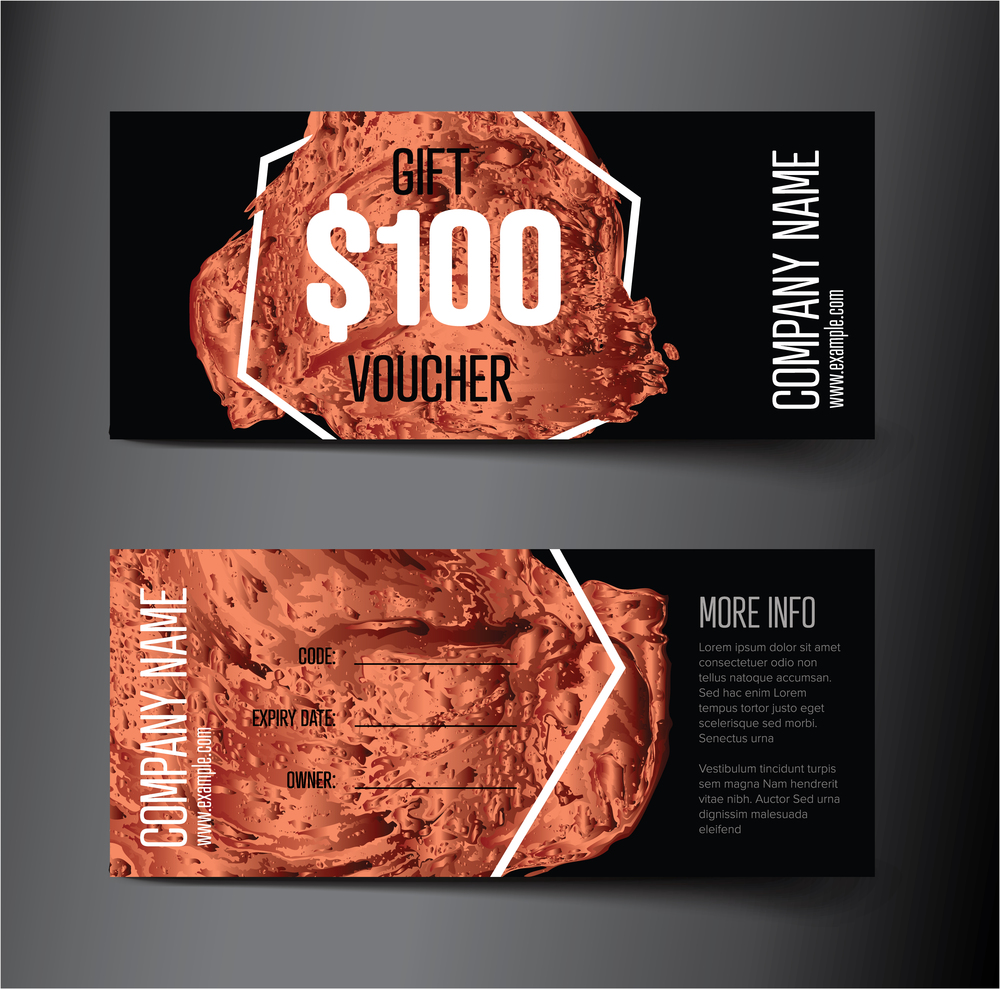 Voucher gift card template with luxury modern illustration - front and back layout