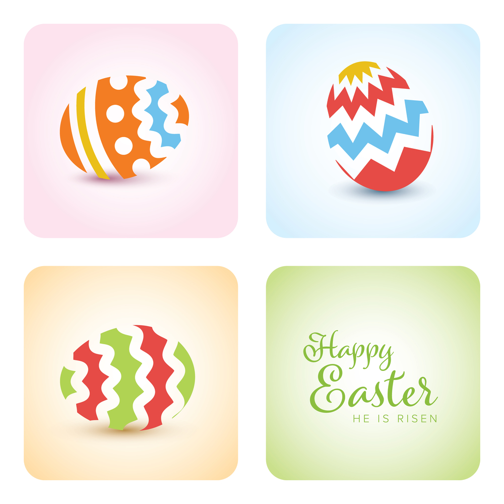 Vector simple easter card template with decorated easter eggs. Vector simple easter card