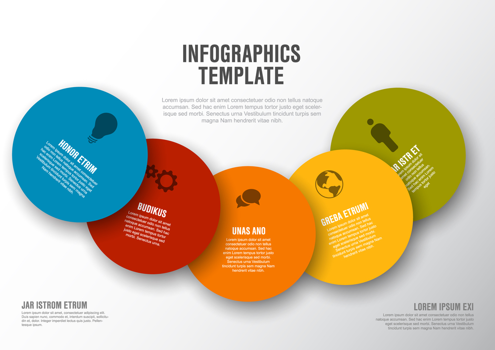 Vector Minimalist colorful Infographic template with circle cards - light version