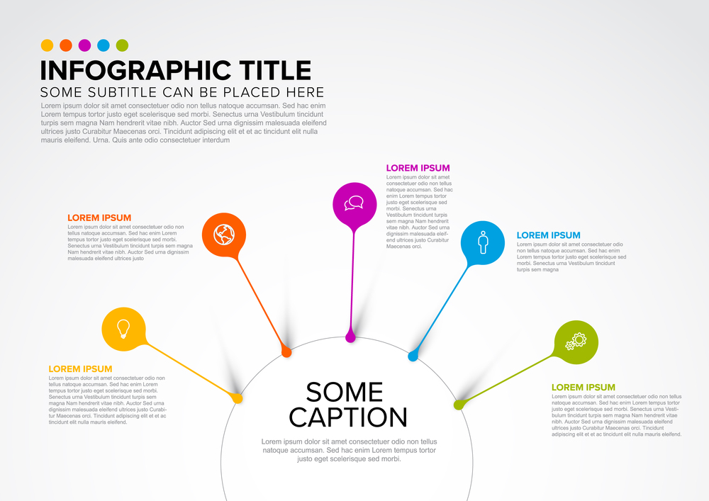 Vector multipurpose Infographic template made from circle and droplet pins