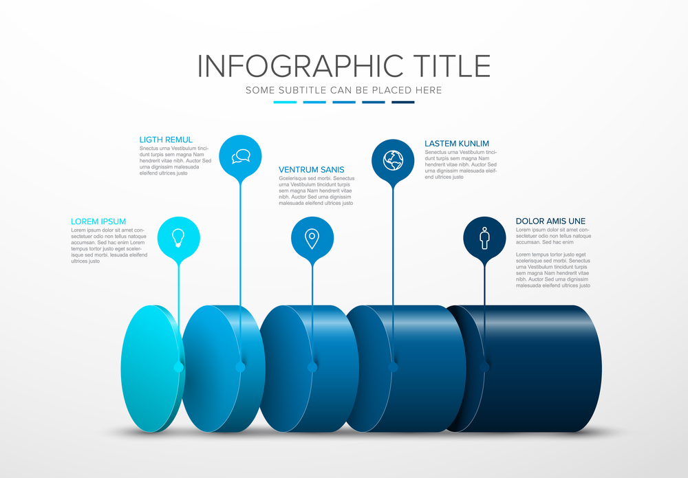 Vector Infographic layers template with five levels for material structure - blue template layout. Vector Infographic layers template