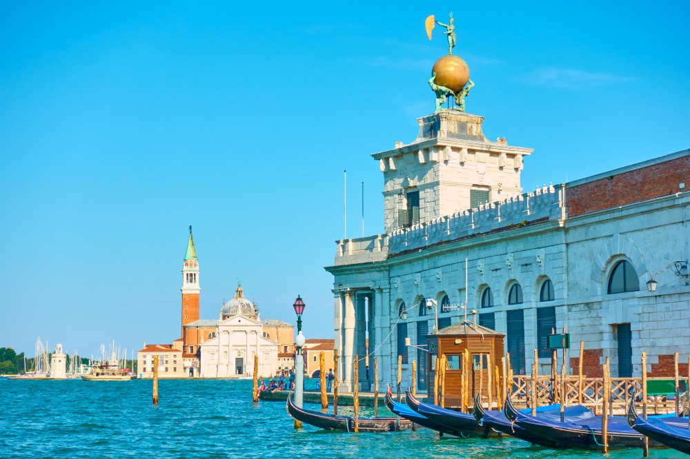 Mouth of the Grand Canal in Venice, Italy.  Venetian landscape